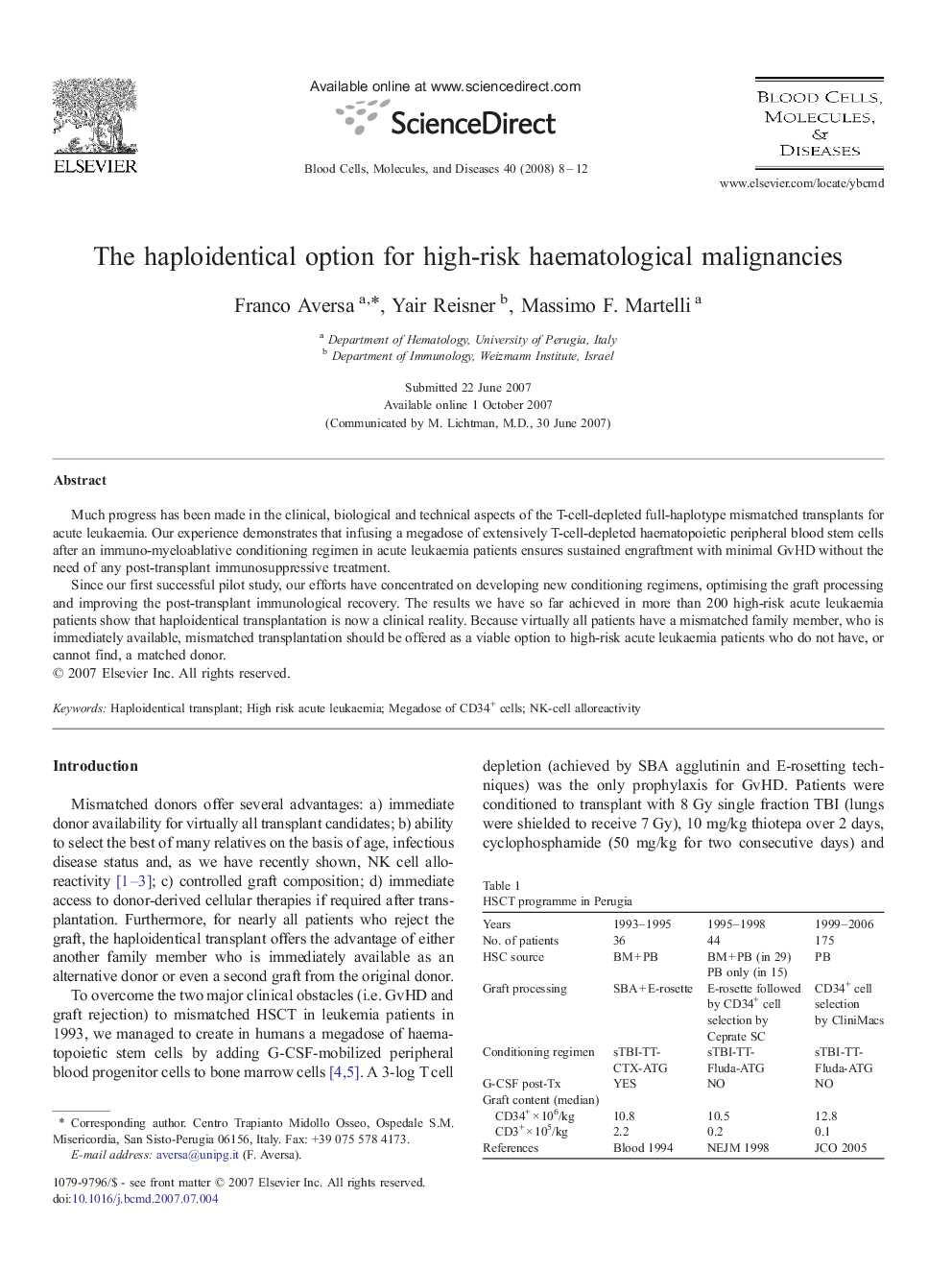 The haploidentical option for high-risk haematological malignancies