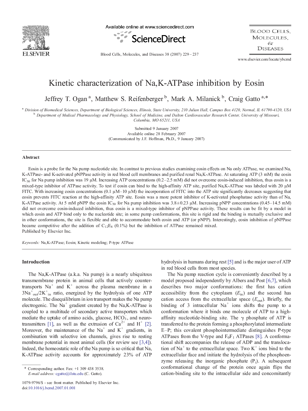 Kinetic characterization of Na,K-ATPase inhibition by Eosin