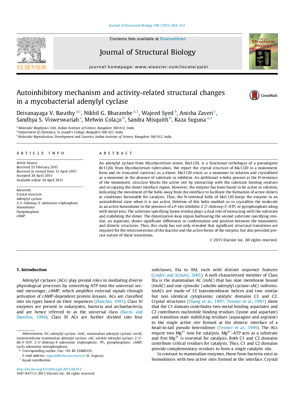 مکانیسم خودکار سازگاری و تغییرات ساختاری مرتبط با فعالیت در آدنیلیل سیکلاس میکوباکتریال 