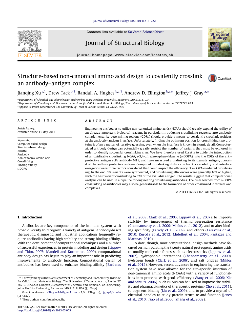 Structure-based non-canonical amino acid design to covalently crosslink an antibody–antigen complex