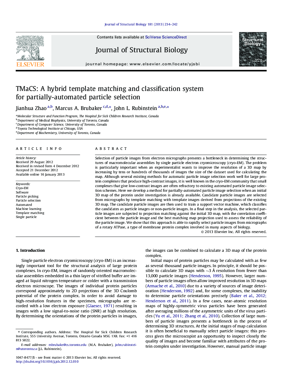 TMaCS: A hybrid template matching and classification system for partially-automated particle selection