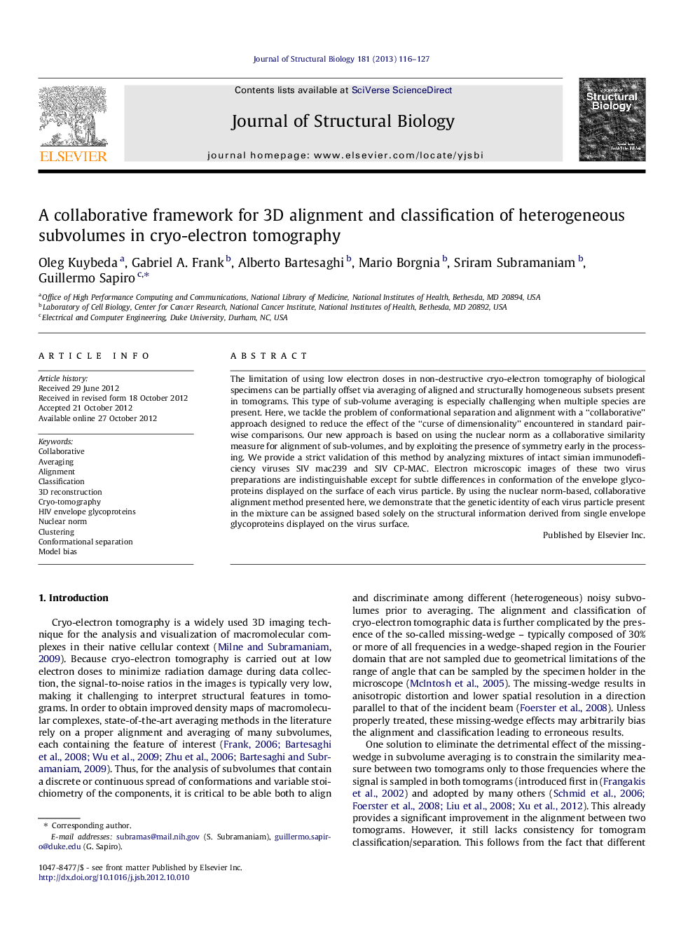 A collaborative framework for 3D alignment and classification of heterogeneous subvolumes in cryo-electron tomography