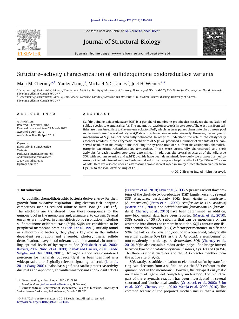 Structure–activity characterization of sulfide:quinone oxidoreductase variants