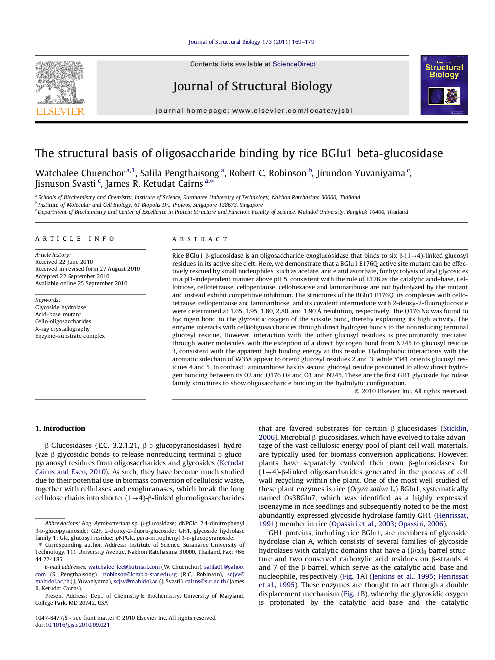 The structural basis of oligosaccharide binding by rice BGlu1 beta-glucosidase