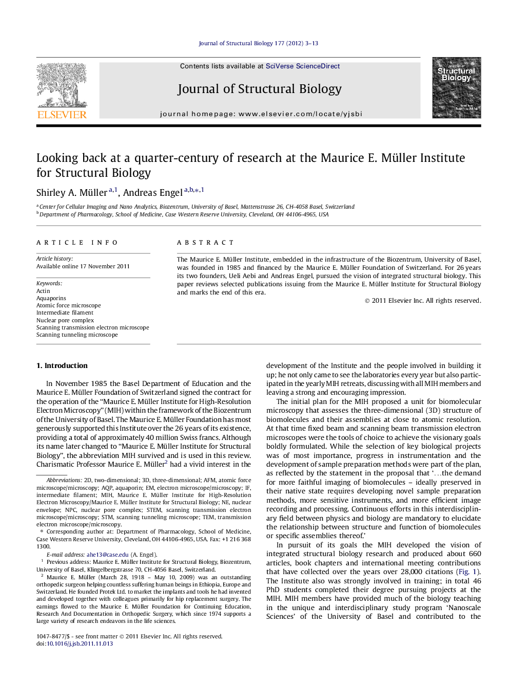 Looking back at a quarter-century of research at the Maurice E. Müller Institute for Structural Biology