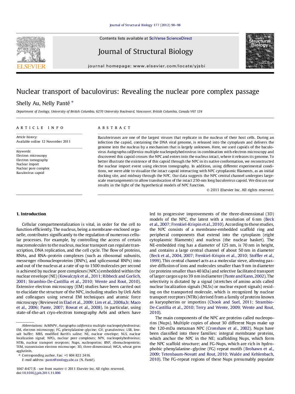 Nuclear transport of baculovirus: Revealing the nuclear pore complex passage