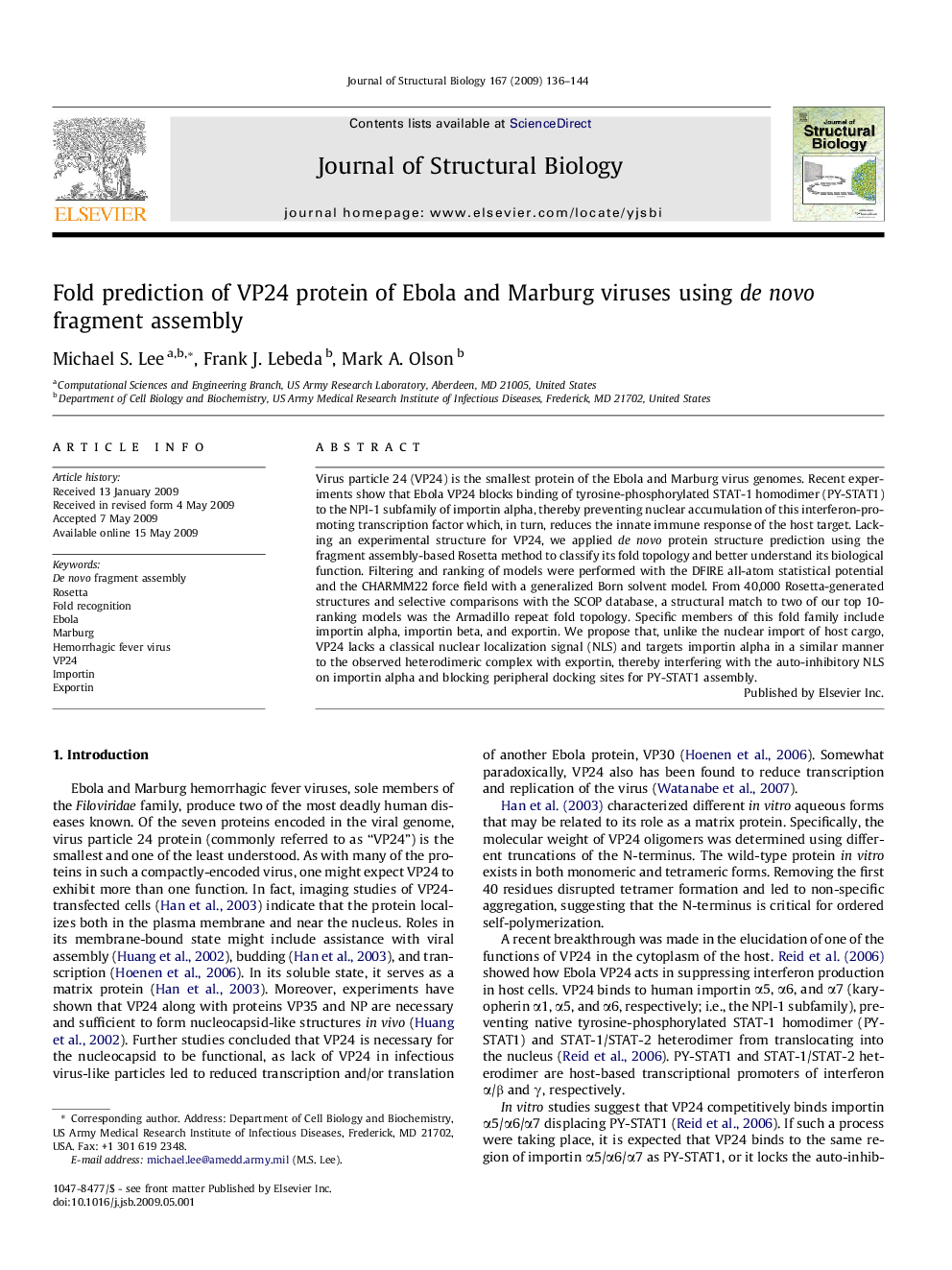 Fold prediction of VP24 protein of Ebola and Marburg viruses using de novo fragment assembly