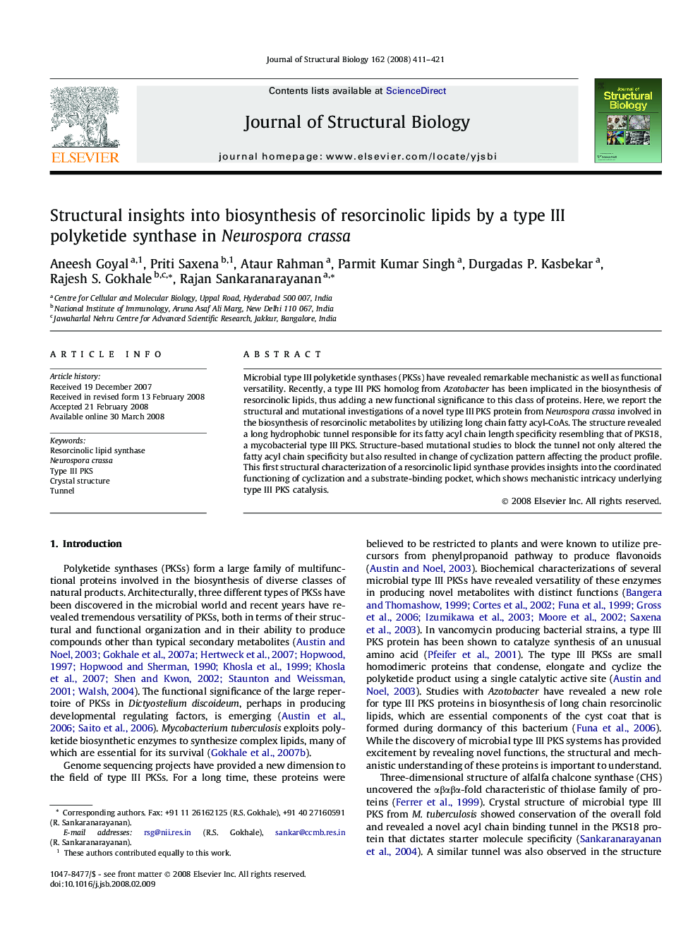 Structural insights into biosynthesis of resorcinolic lipids by a type III polyketide synthase in Neurospora crassa