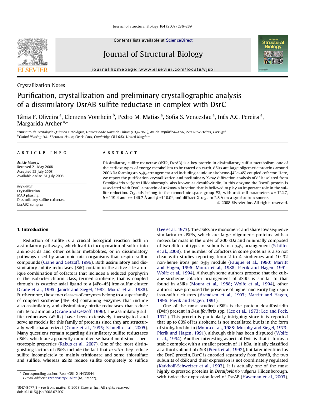 Purification, crystallization and preliminary crystallographic analysis of a dissimilatory DsrAB sulfite reductase in complex with DsrC