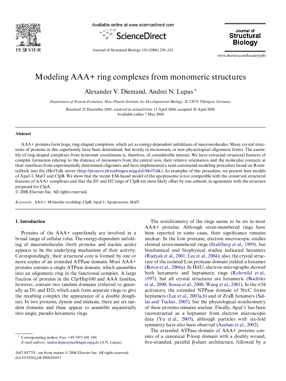 Modeling AAA+ ring complexes from monomeric structures