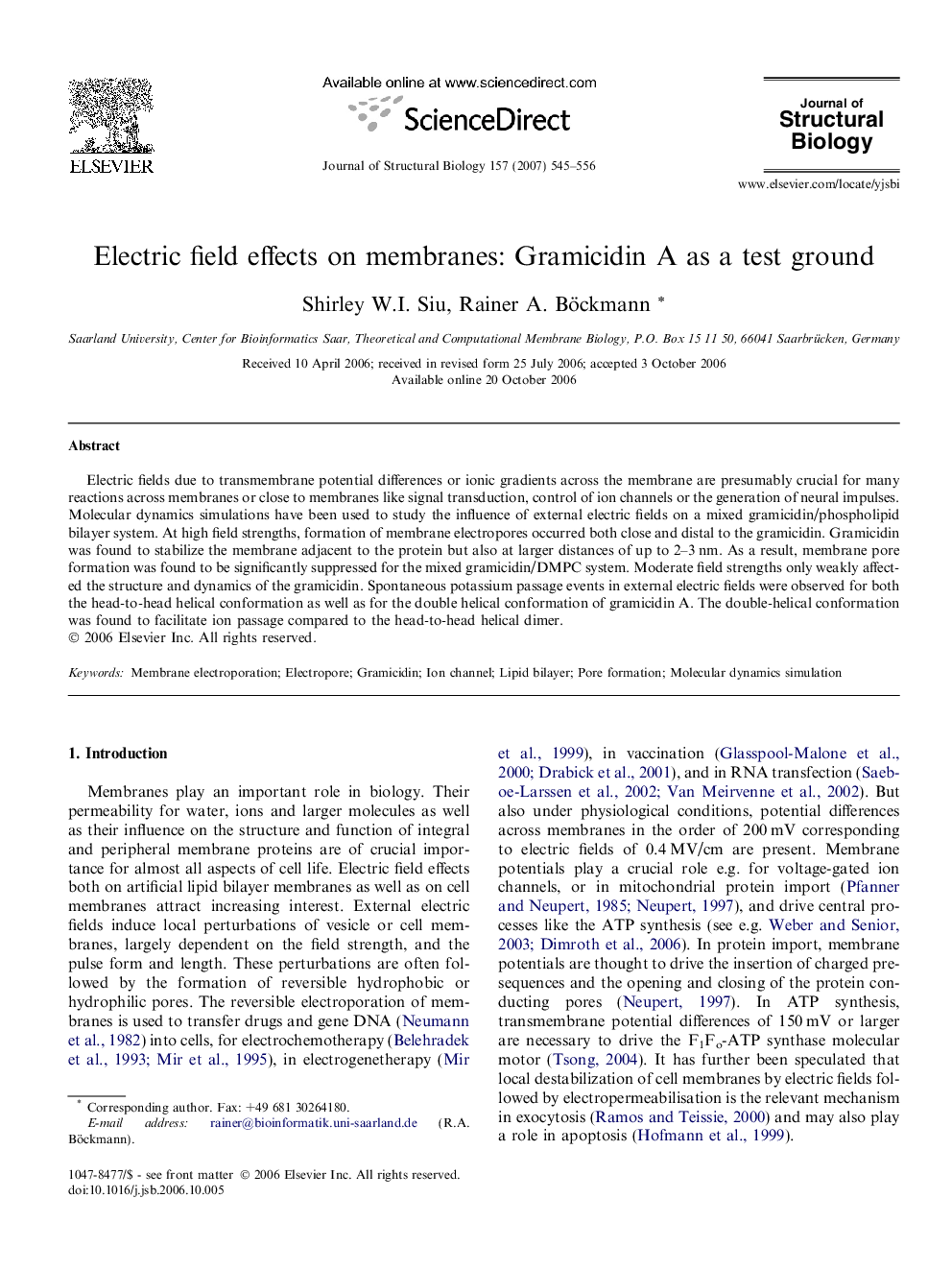 Electric field effects on membranes: Gramicidin A as a test ground