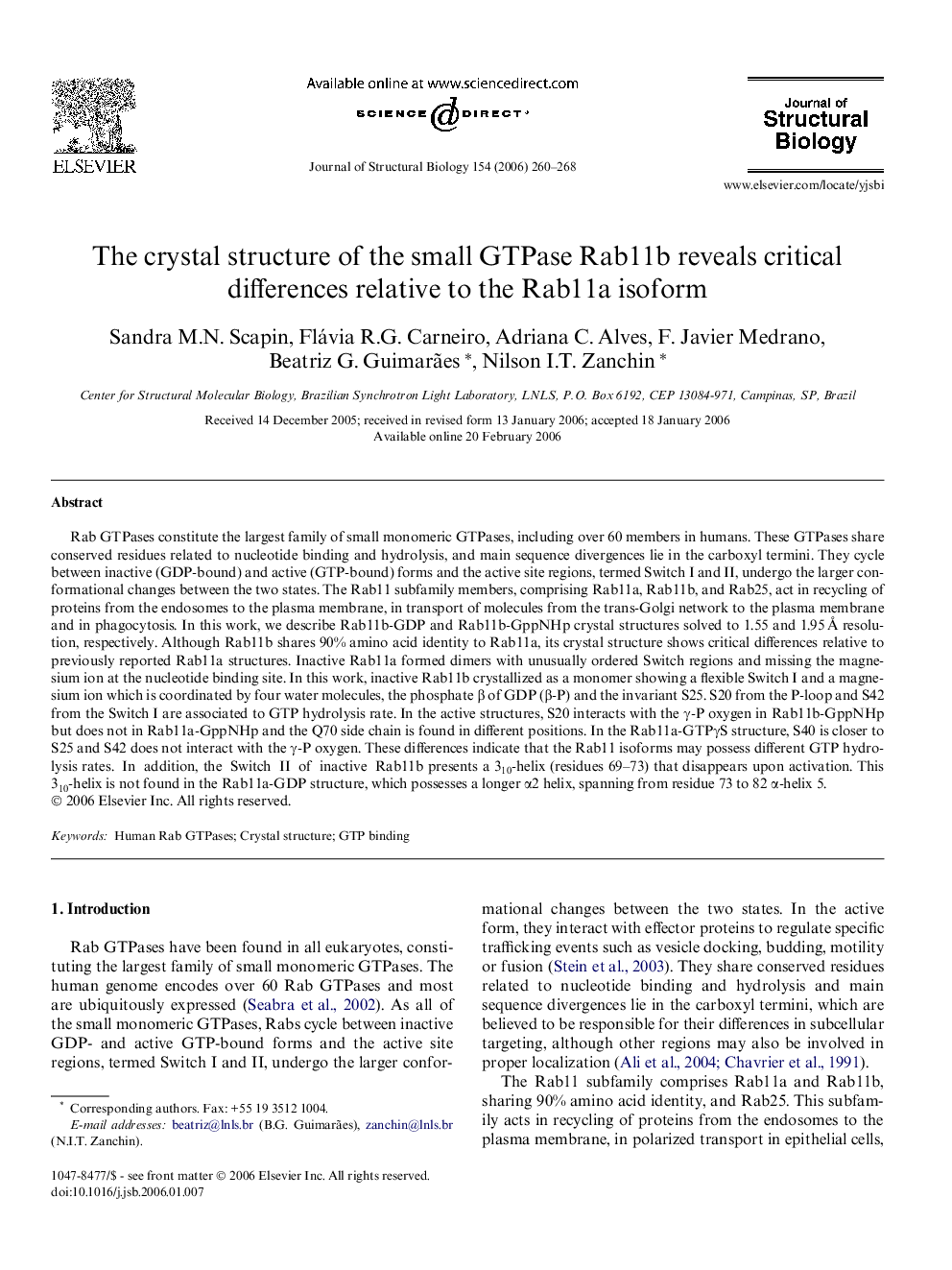 The crystal structure of the small GTPase Rab11b reveals critical differences relative to the Rab11a isoform