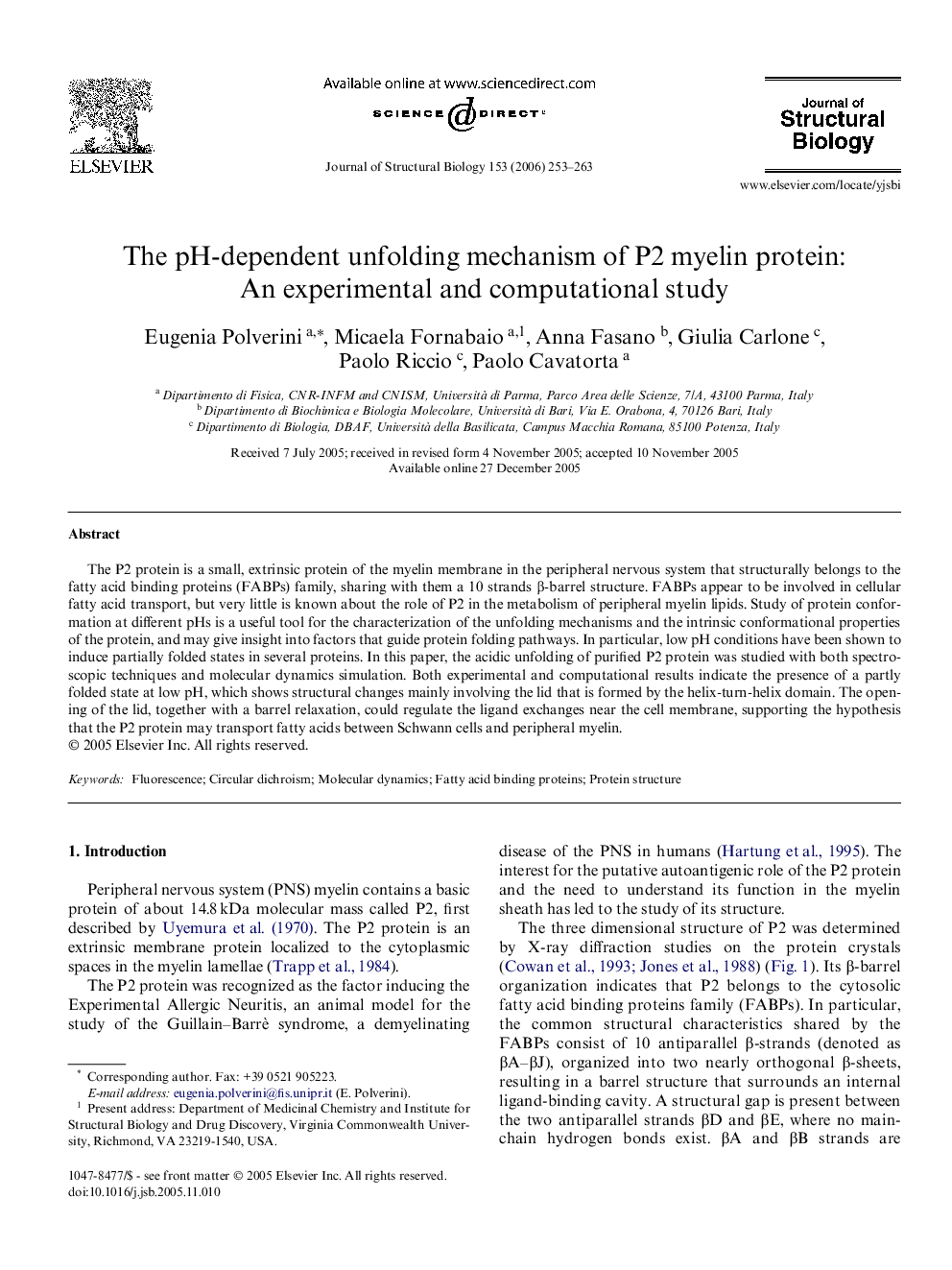 The pH-dependent unfolding mechanism of P2 myelin protein: An experimental and computational study