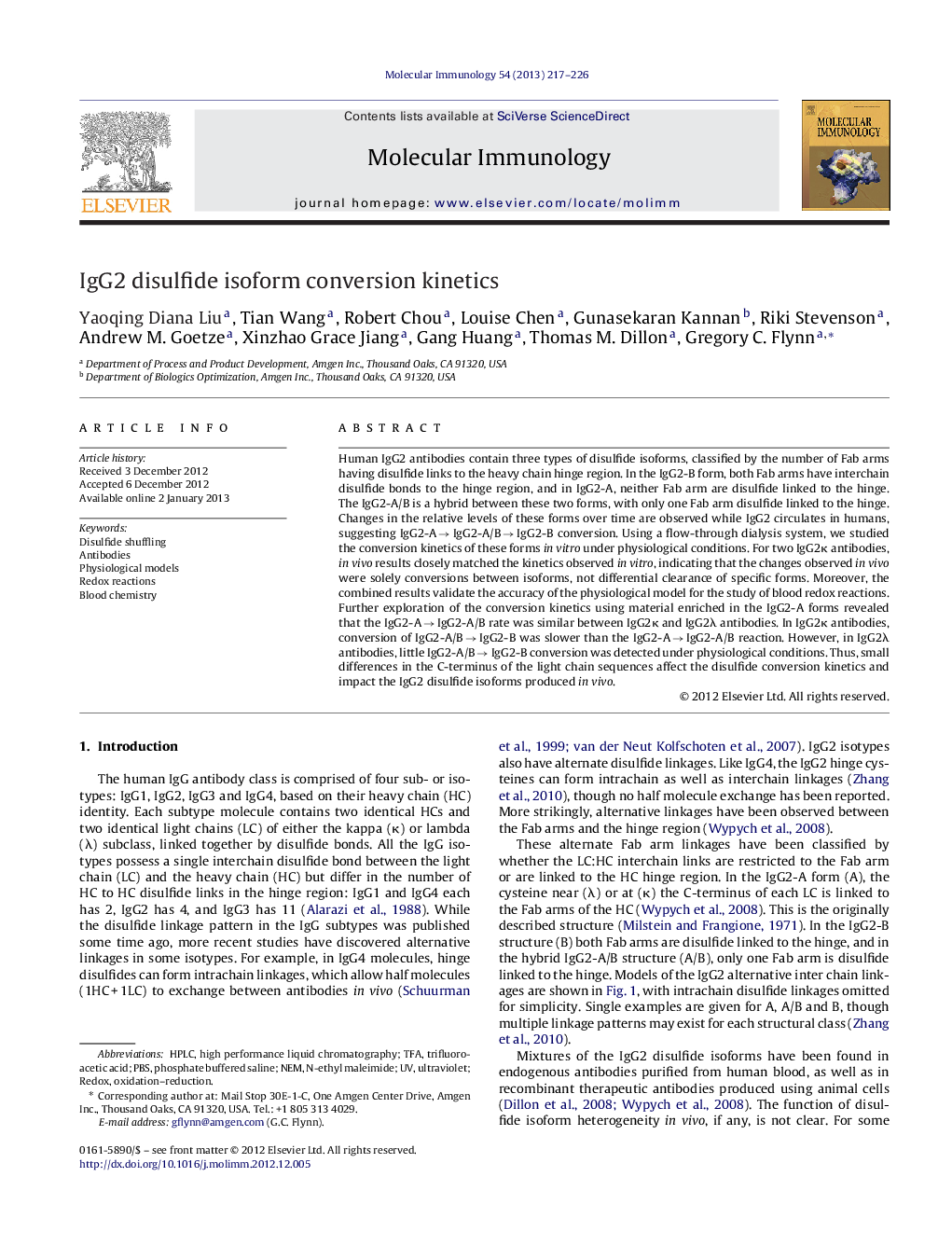 IgG2 disulfide isoform conversion kinetics