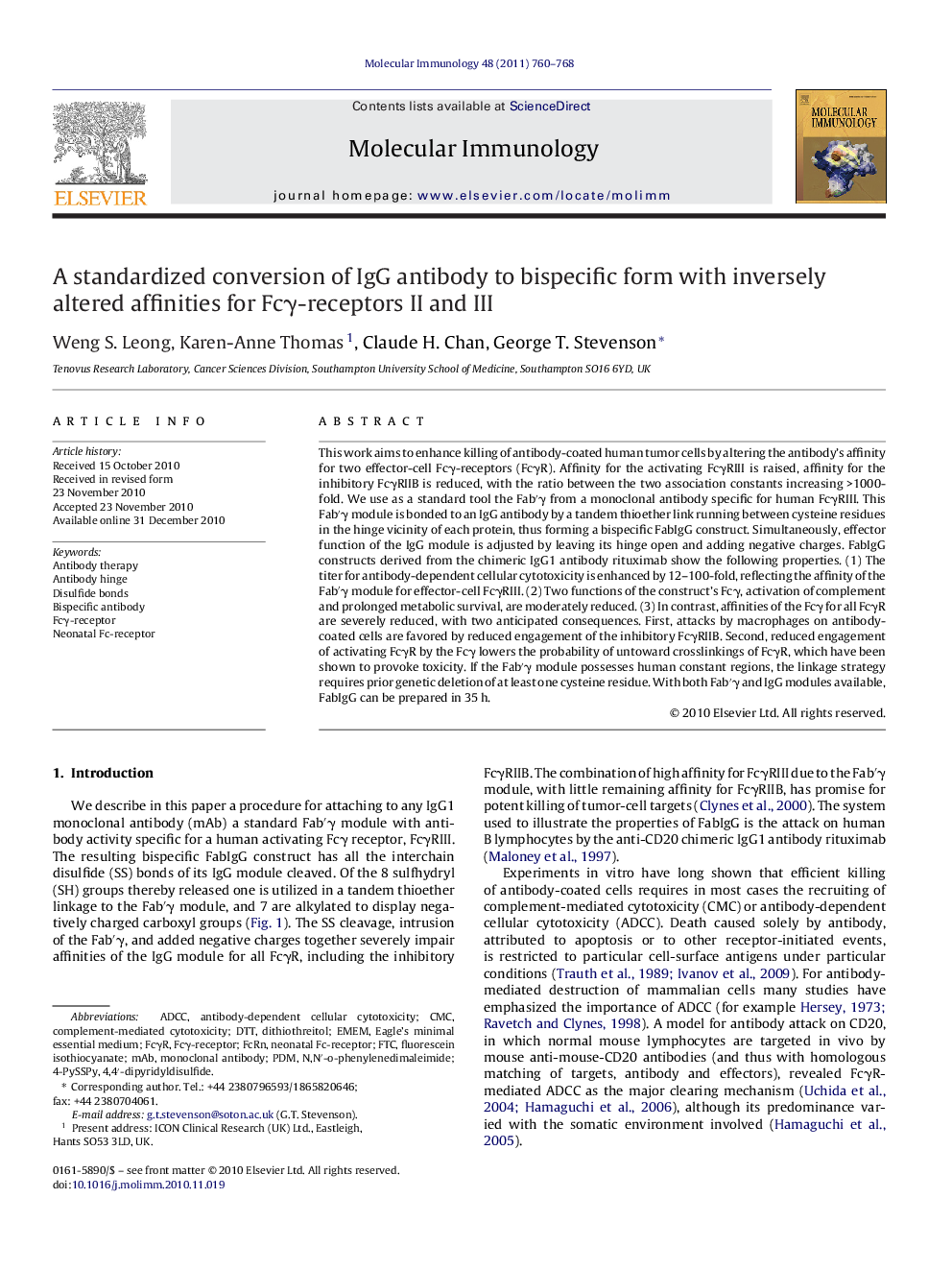 A standardized conversion of IgG antibody to bispecific form with inversely altered affinities for FcÎ³-receptors II and III