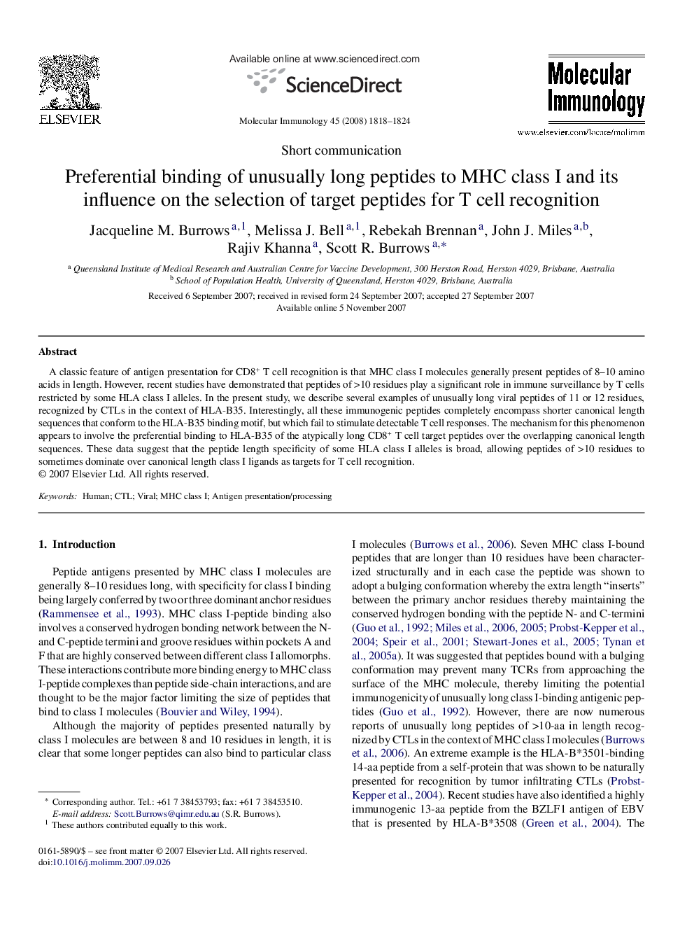 Preferential binding of unusually long peptides to MHC class I and its influence on the selection of target peptides for T cell recognition