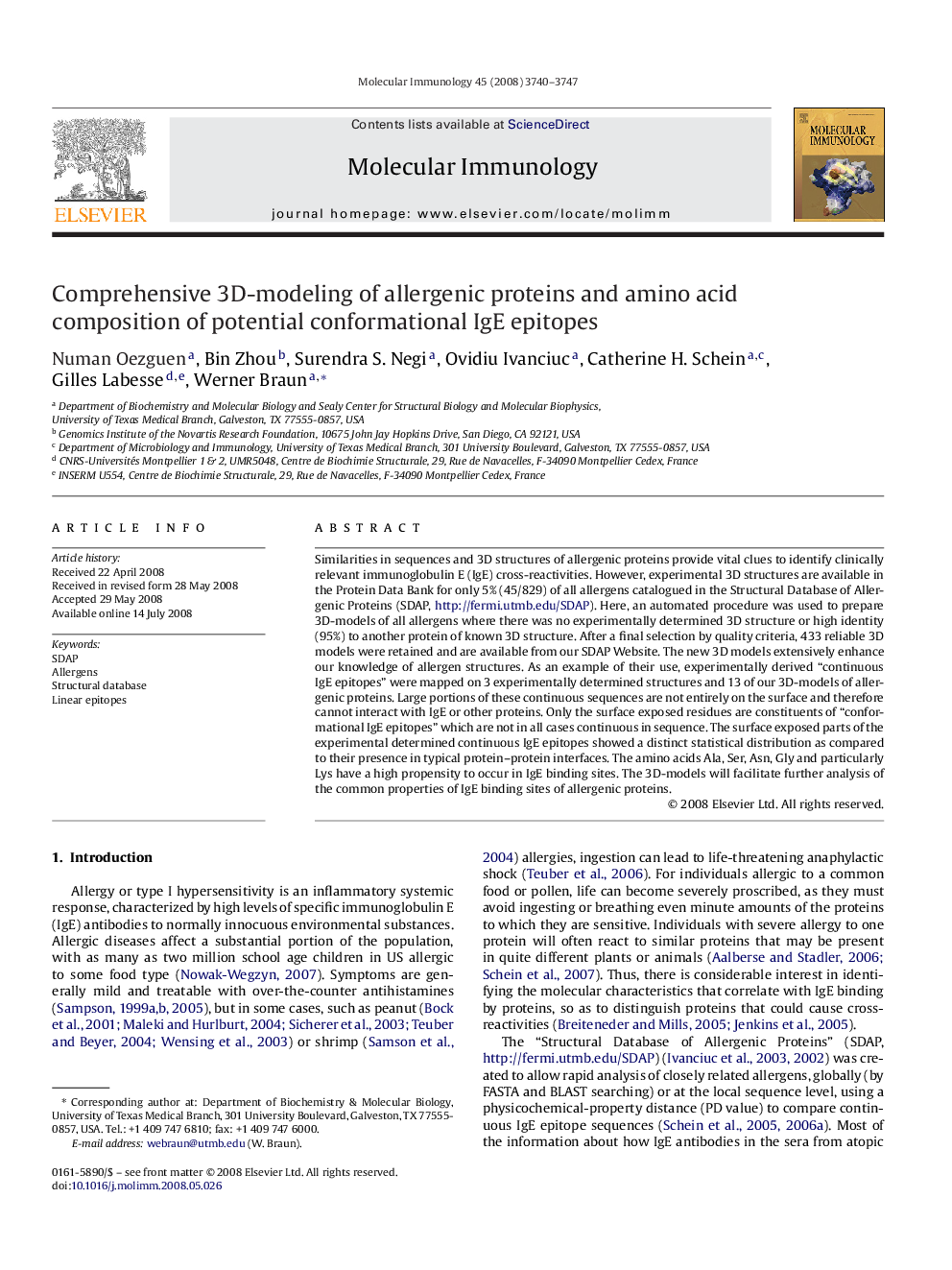 Comprehensive 3D-modeling of allergenic proteins and amino acid composition of potential conformational IgE epitopes