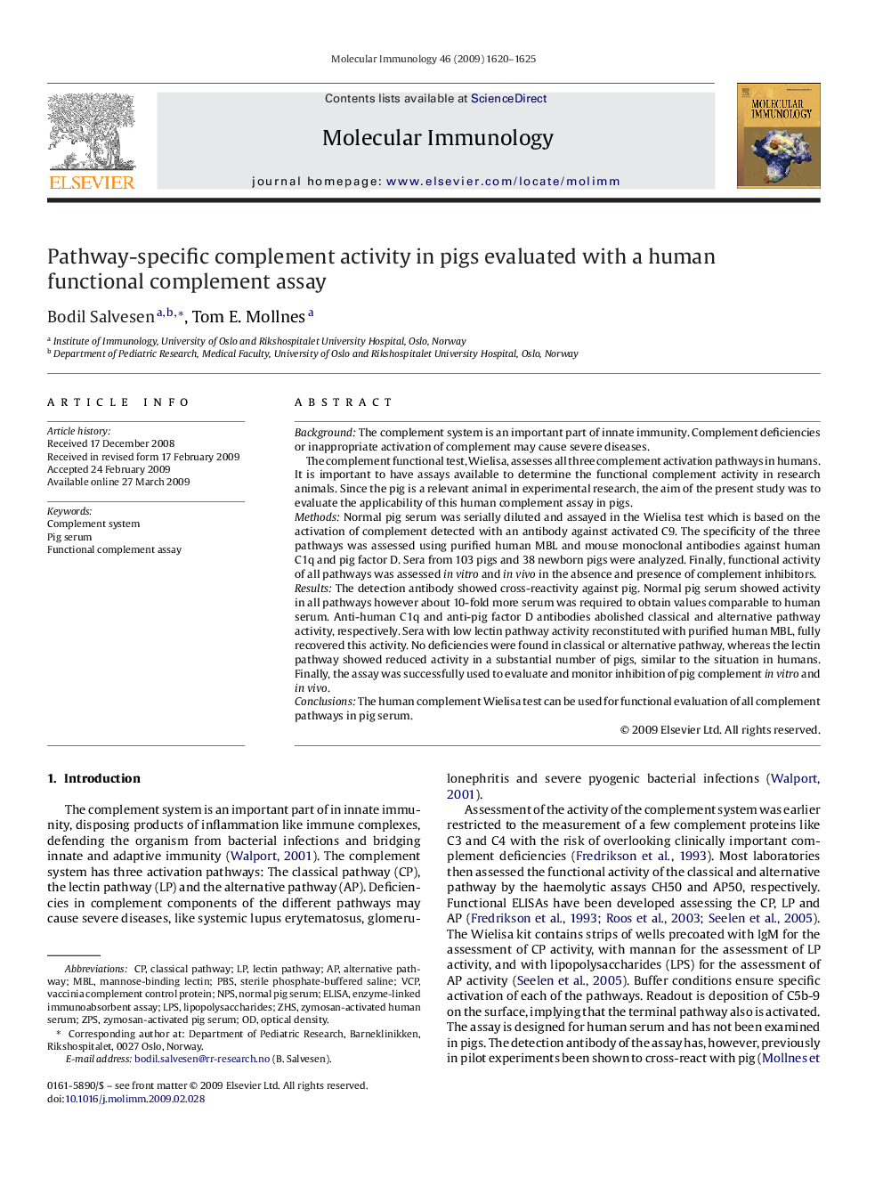 Pathway-specific complement activity in pigs evaluated with a human functional complement assay