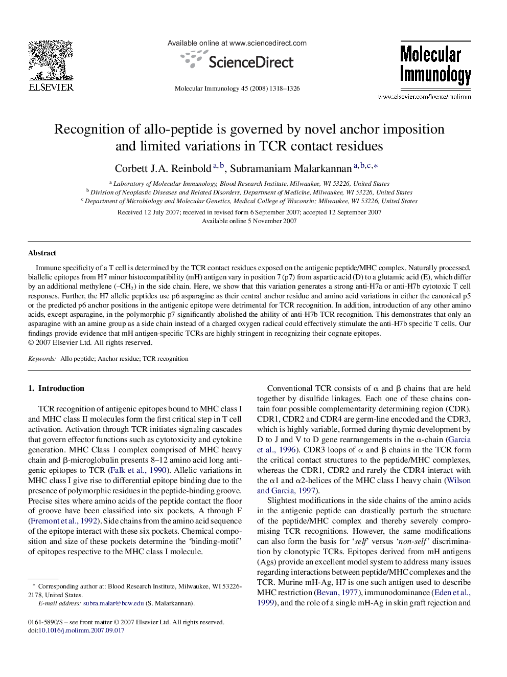 Recognition of allo-peptide is governed by novel anchor imposition and limited variations in TCR contact residues