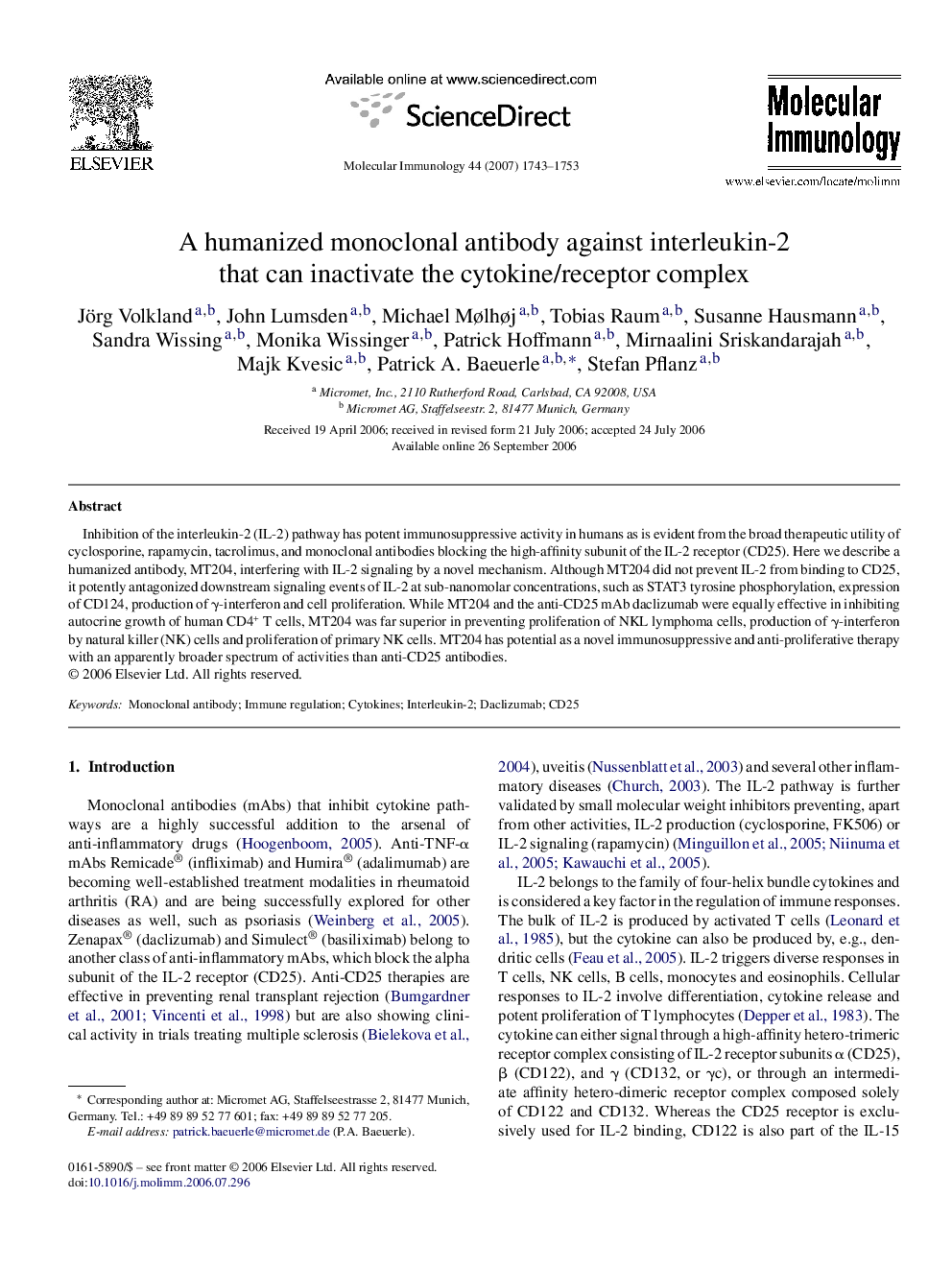 A humanized monoclonal antibody against interleukin-2 that can inactivate the cytokine/receptor complex