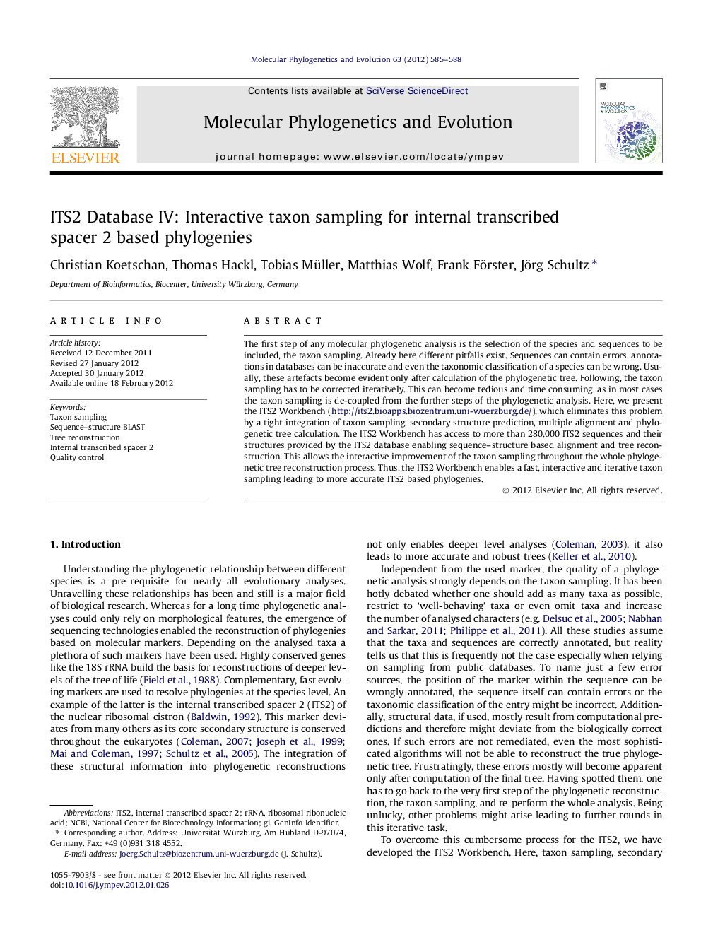 ITS2 Database IV: Interactive taxon sampling for internal transcribed spacer 2 based phylogenies