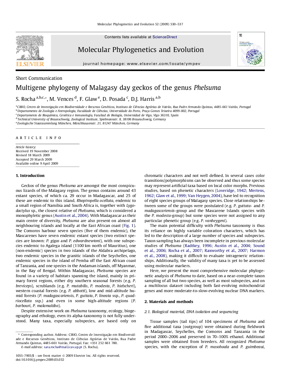 Multigene phylogeny of Malagasy day geckos of the genus Phelsuma