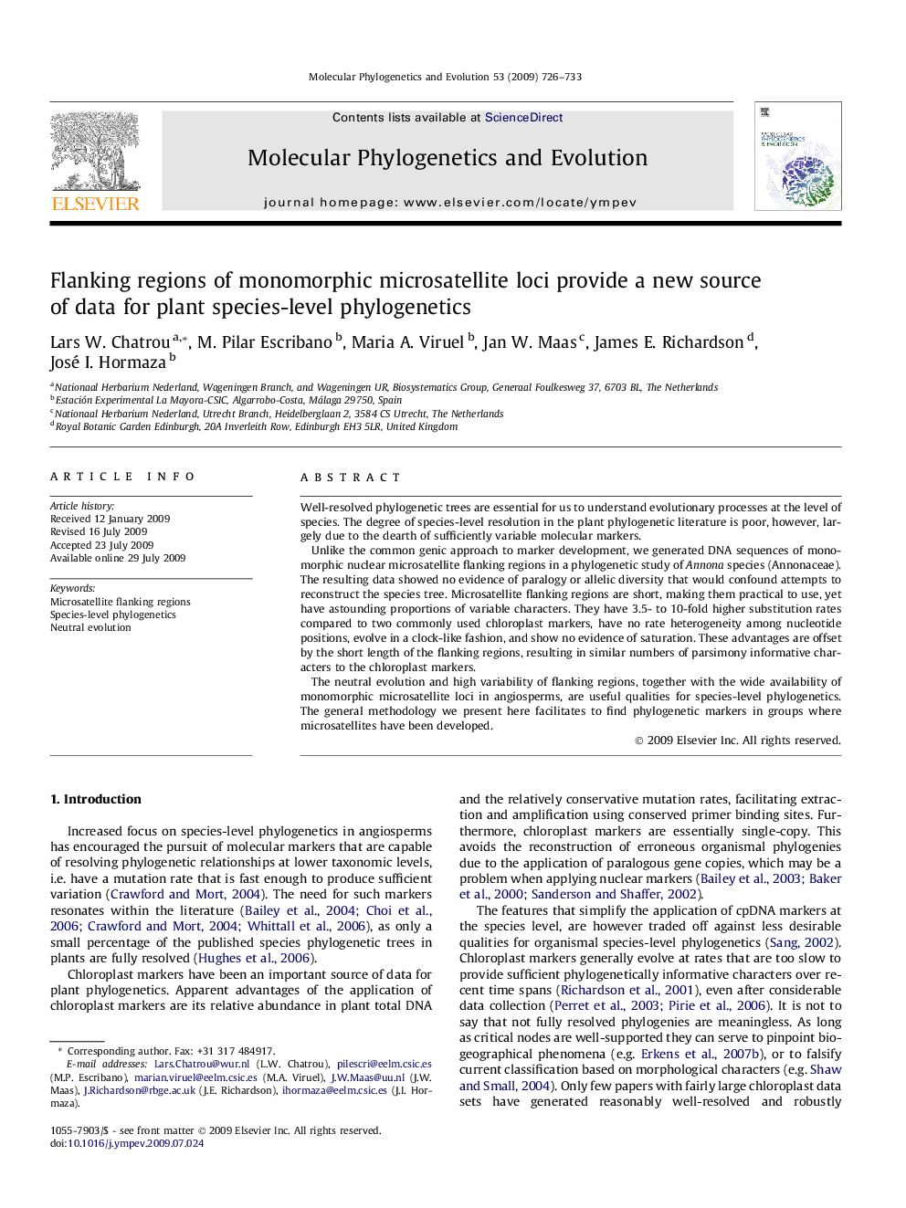 Flanking regions of monomorphic microsatellite loci provide a new source of data for plant species-level phylogenetics