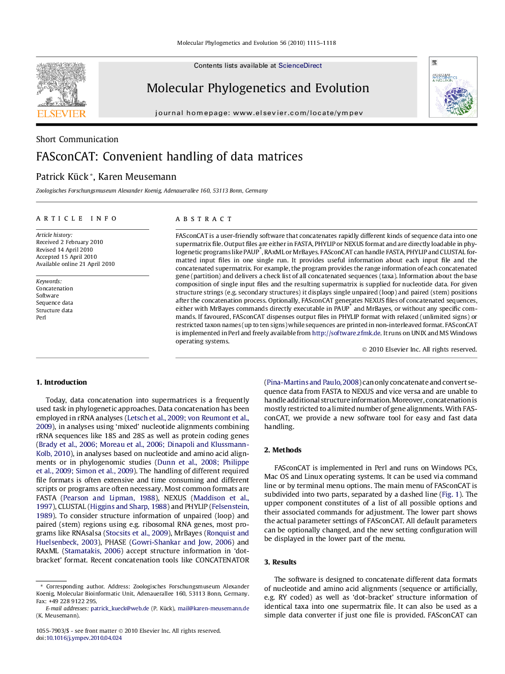 FASconCAT: Convenient handling of data matrices