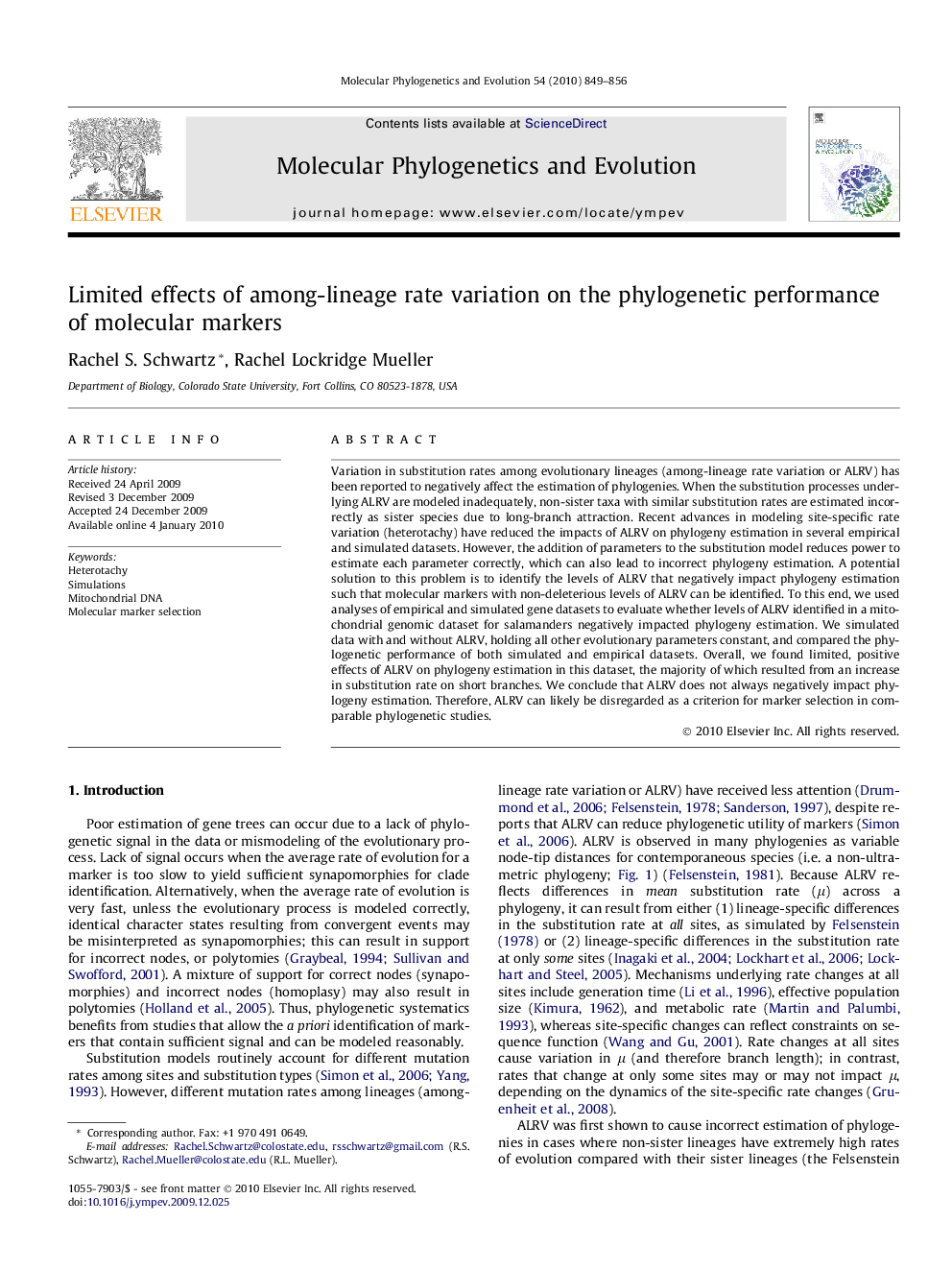 Limited effects of among-lineage rate variation on the phylogenetic performance of molecular markers