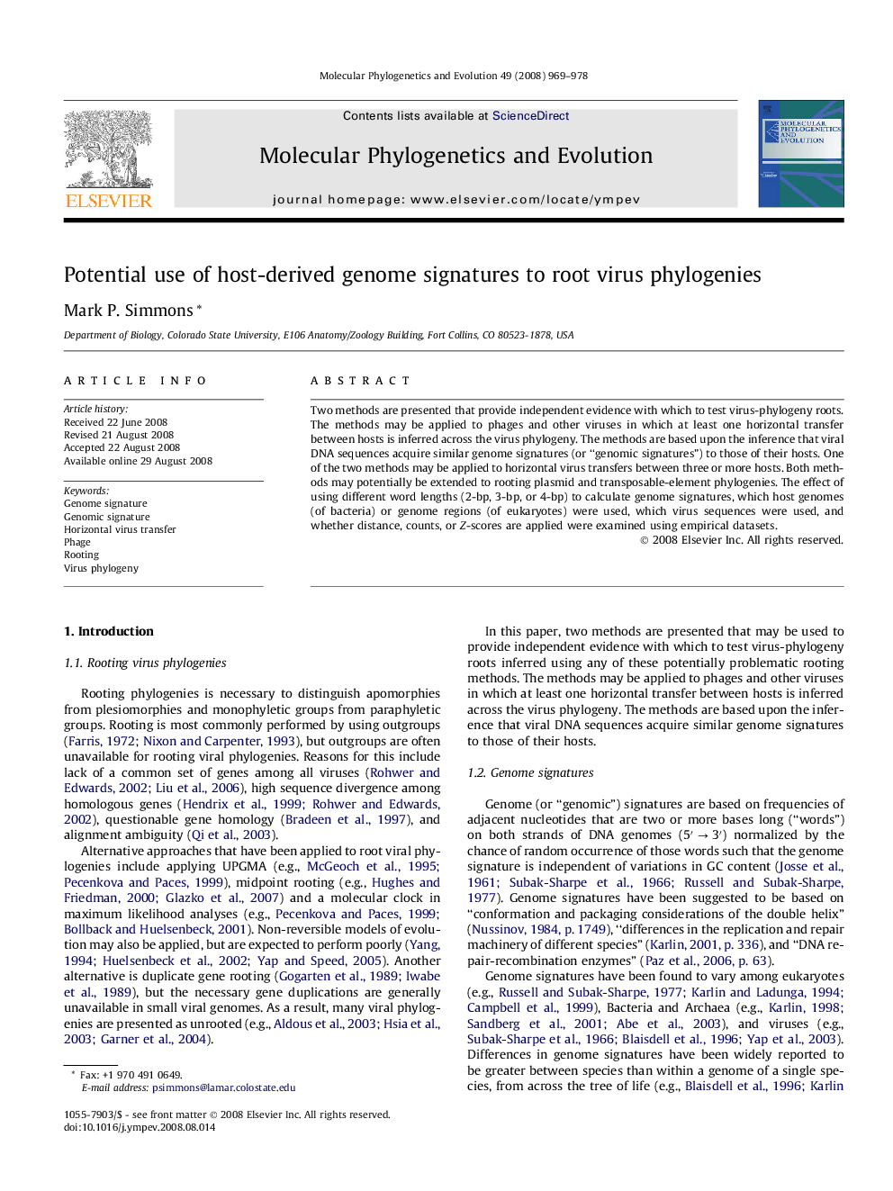 Potential use of host-derived genome signatures to root virus phylogenies