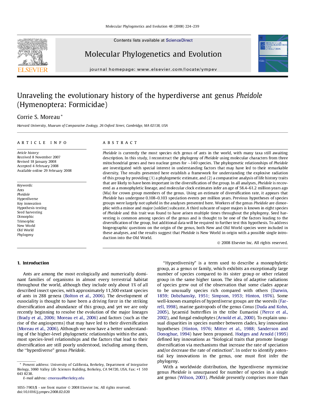 Unraveling the evolutionary history of the hyperdiverse ant genus Pheidole (Hymenoptera: Formicidae)