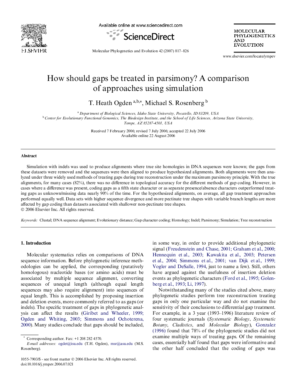 How should gaps be treated in parsimony? A comparison of approaches using simulation