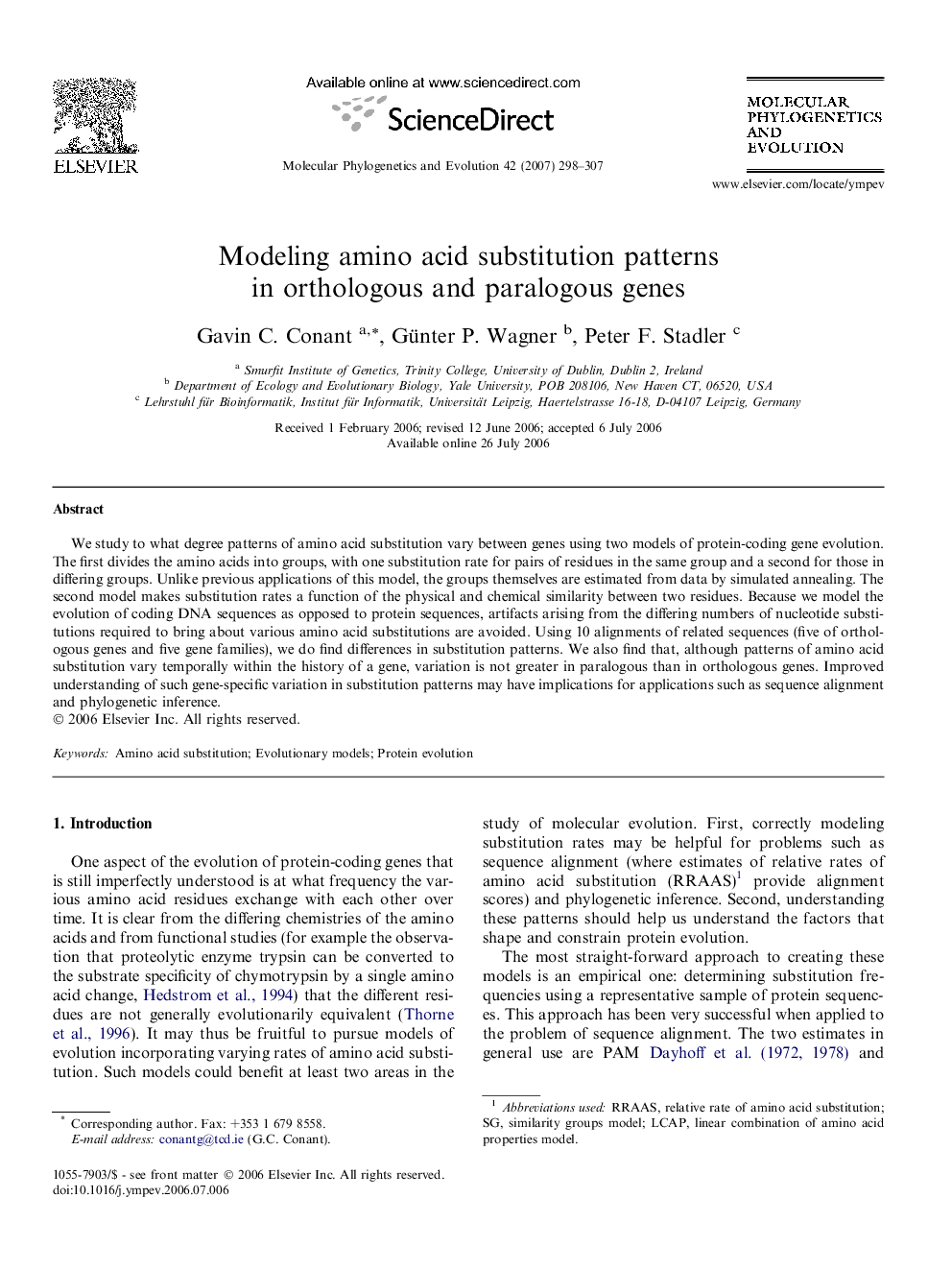 Modeling amino acid substitution patterns in orthologous and paralogous genes