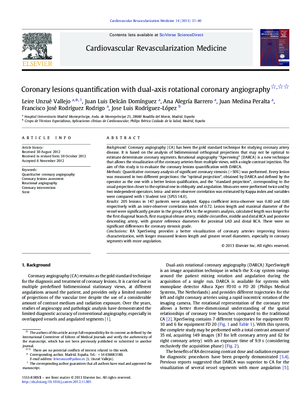 Coronary lesions quantification with dual-axis rotational coronary angiography 