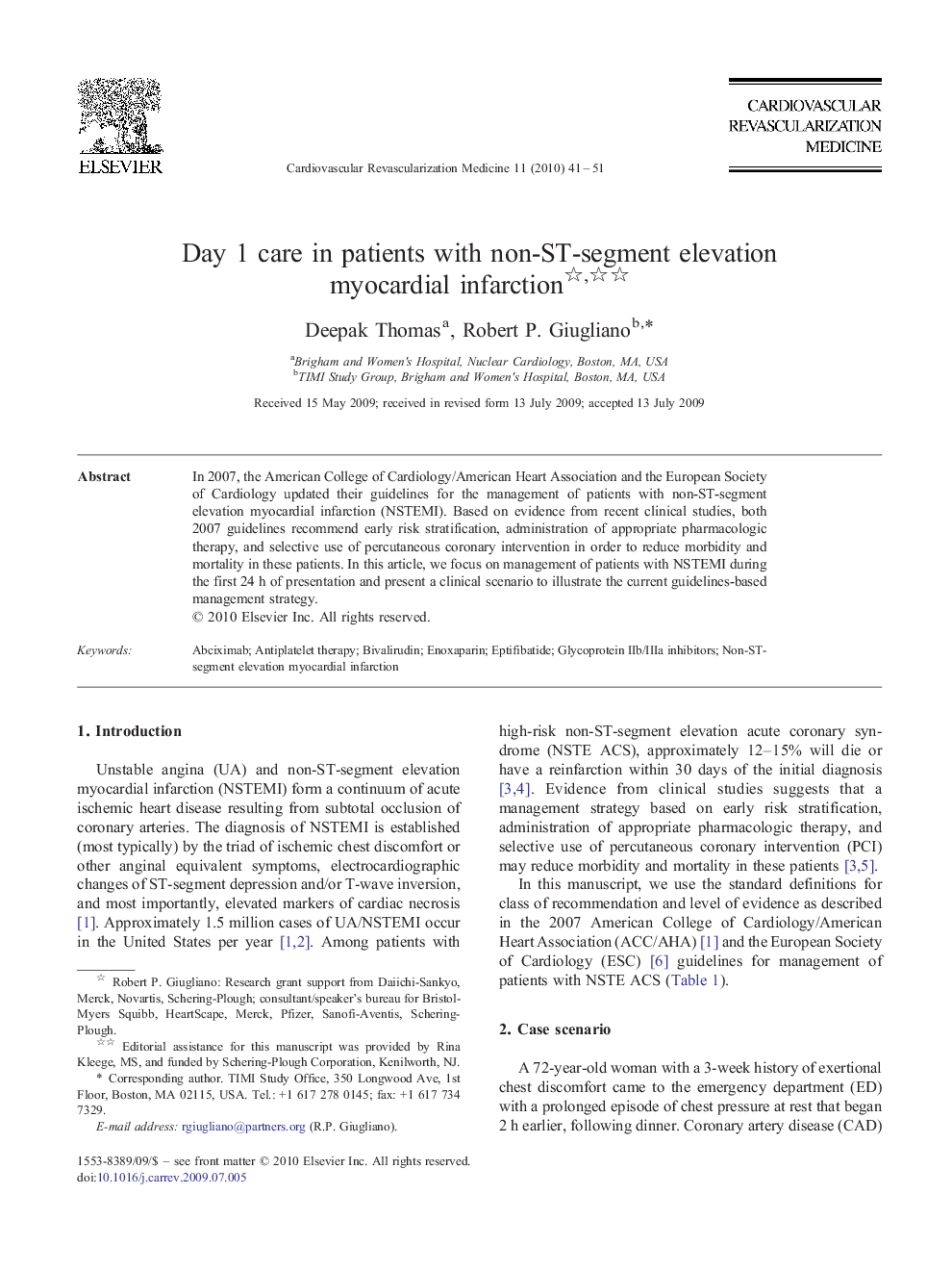 عکس صفحه اول مقاله: Day 1 care in patients with non-ST-segment elevation myocardial infarction Day 1 care in patients with non-ST-segment elevation myocardial infarction