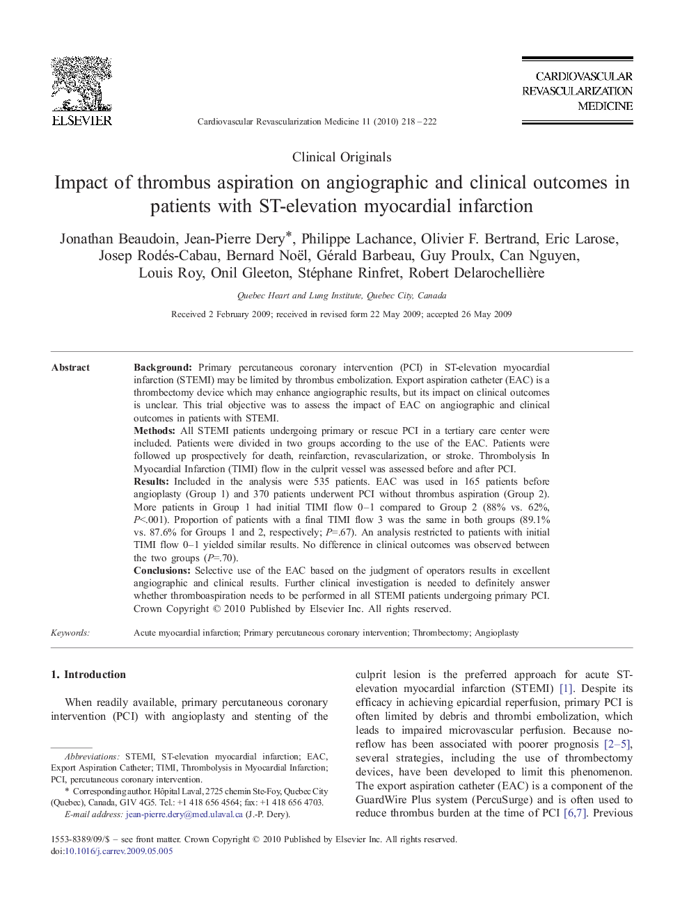 Impact of thrombus aspiration on angiographic and clinical outcomes in patients with ST-elevation myocardial infarction