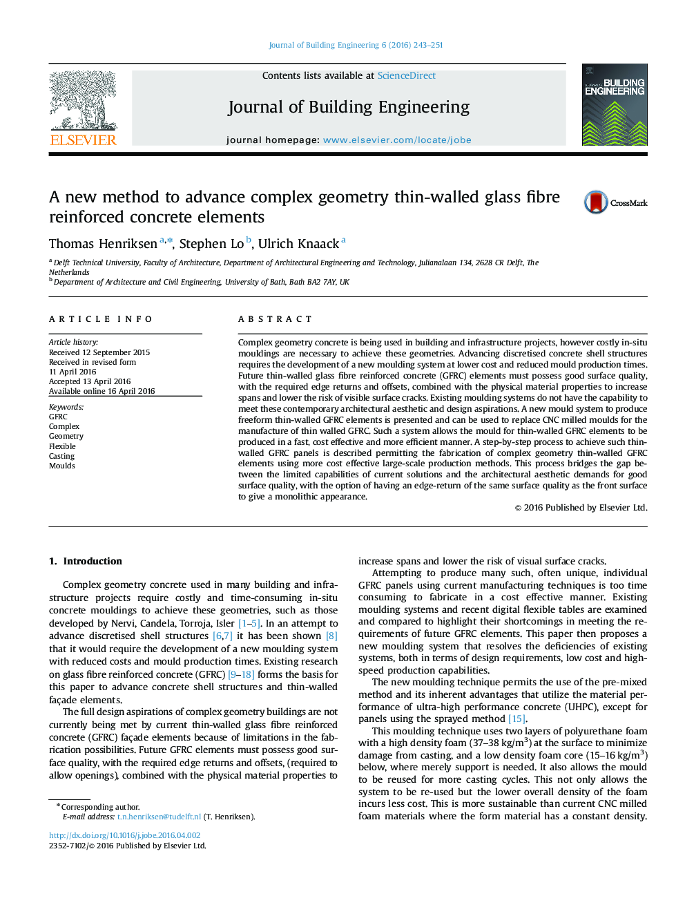 A new method to advance complex geometry thin-walled glass fibre reinforced concrete elements