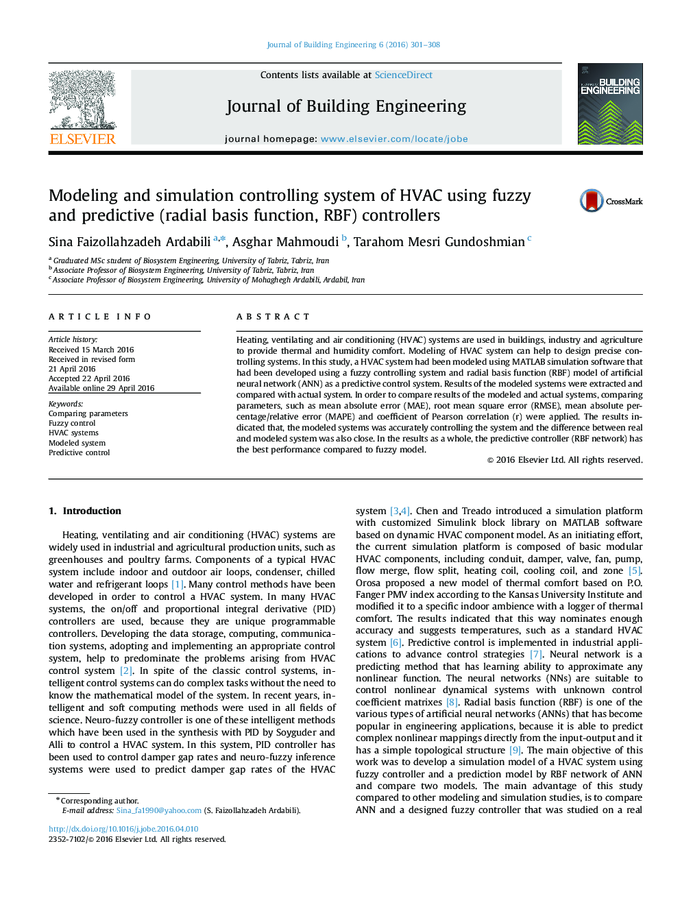 Modeling and simulation controlling system of HVAC using fuzzy and predictive (radial basis function, RBF) controllers