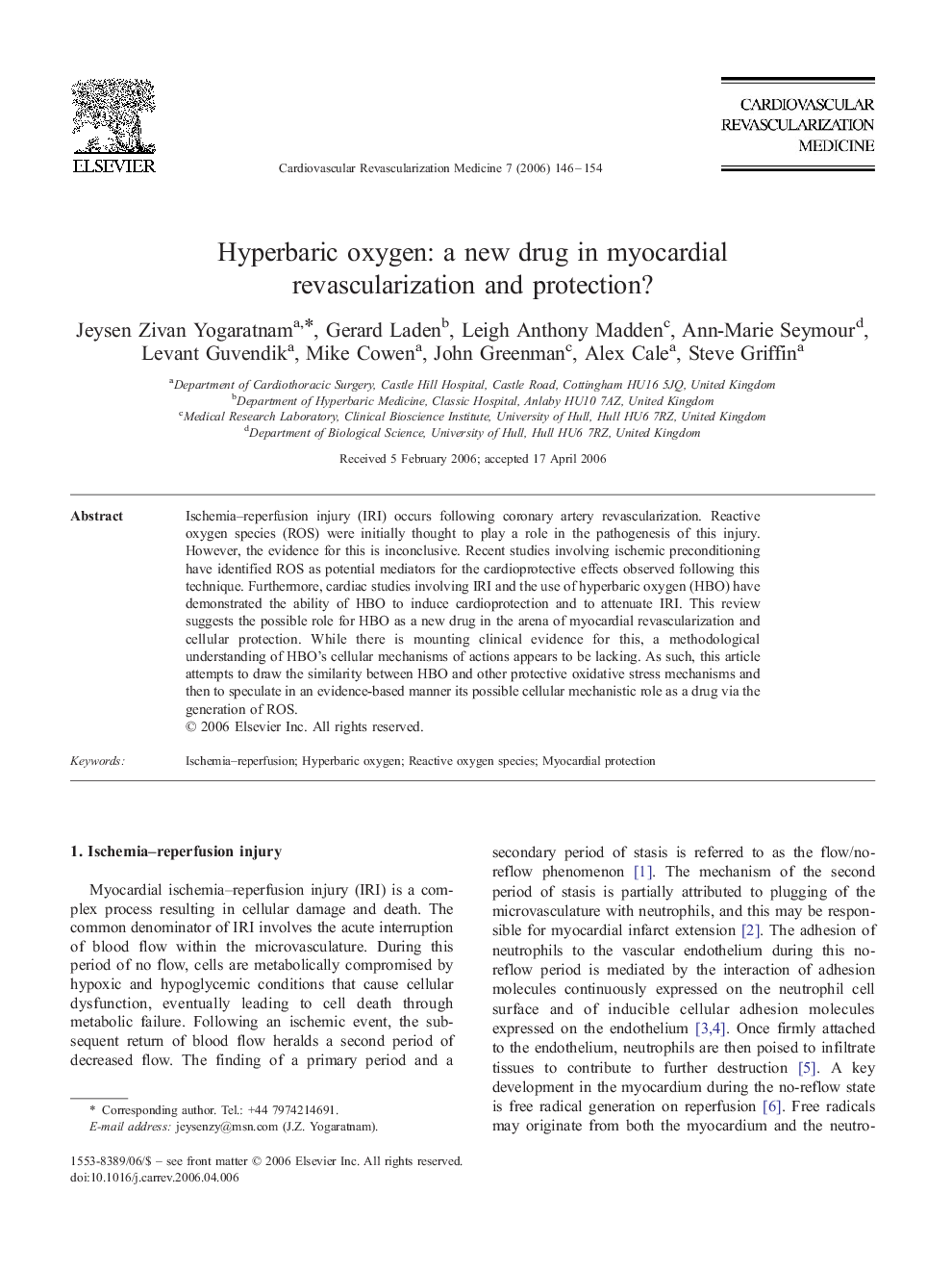 Hyperbaric oxygen: a new drug in myocardial revascularization and protection?