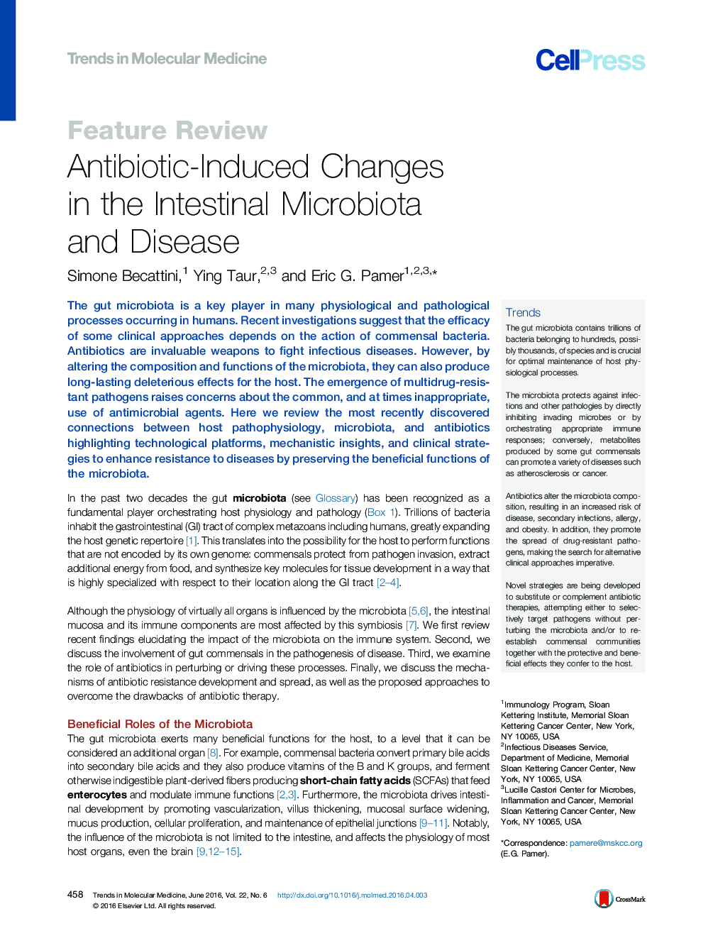 Antibiotic-Induced Changes in the Intestinal Microbiota and Disease