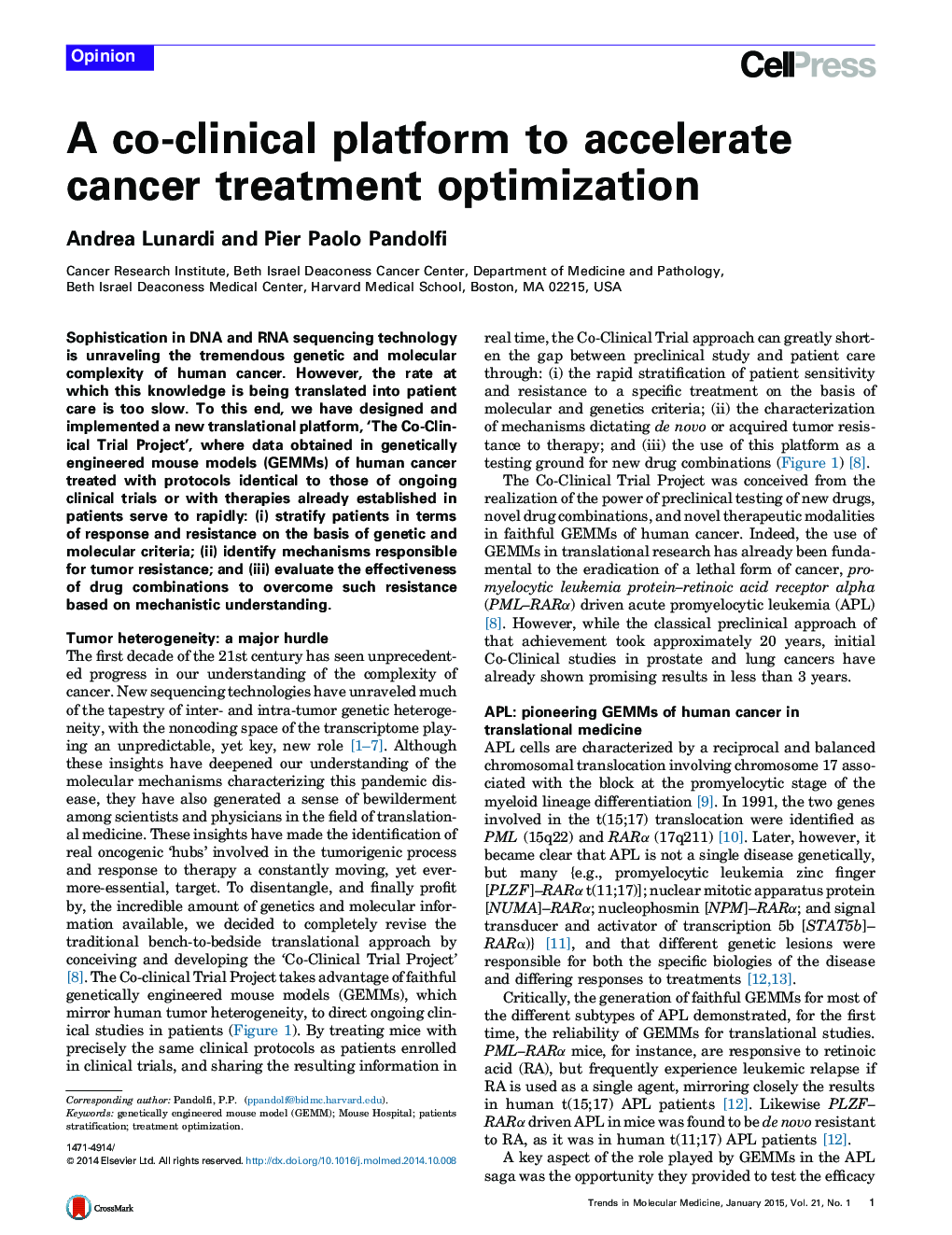 A co-clinical platform to accelerate cancer treatment optimization