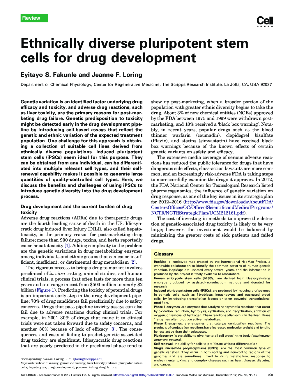 Ethnically diverse pluripotent stem cells for drug development