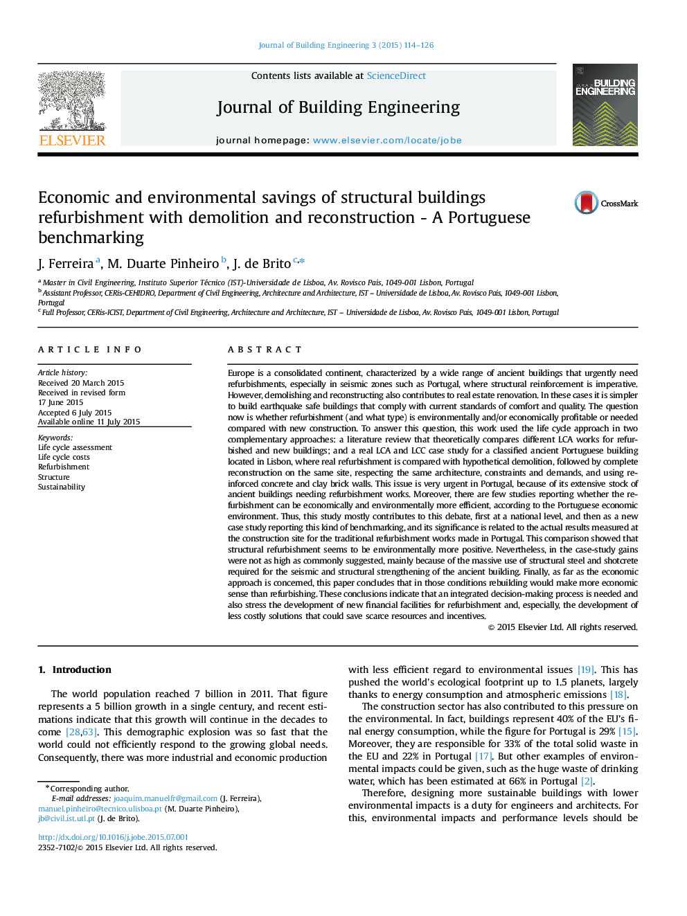 Economic and environmental savings of structural buildings refurbishment with demolition and reconstruction - A Portuguese benchmarking