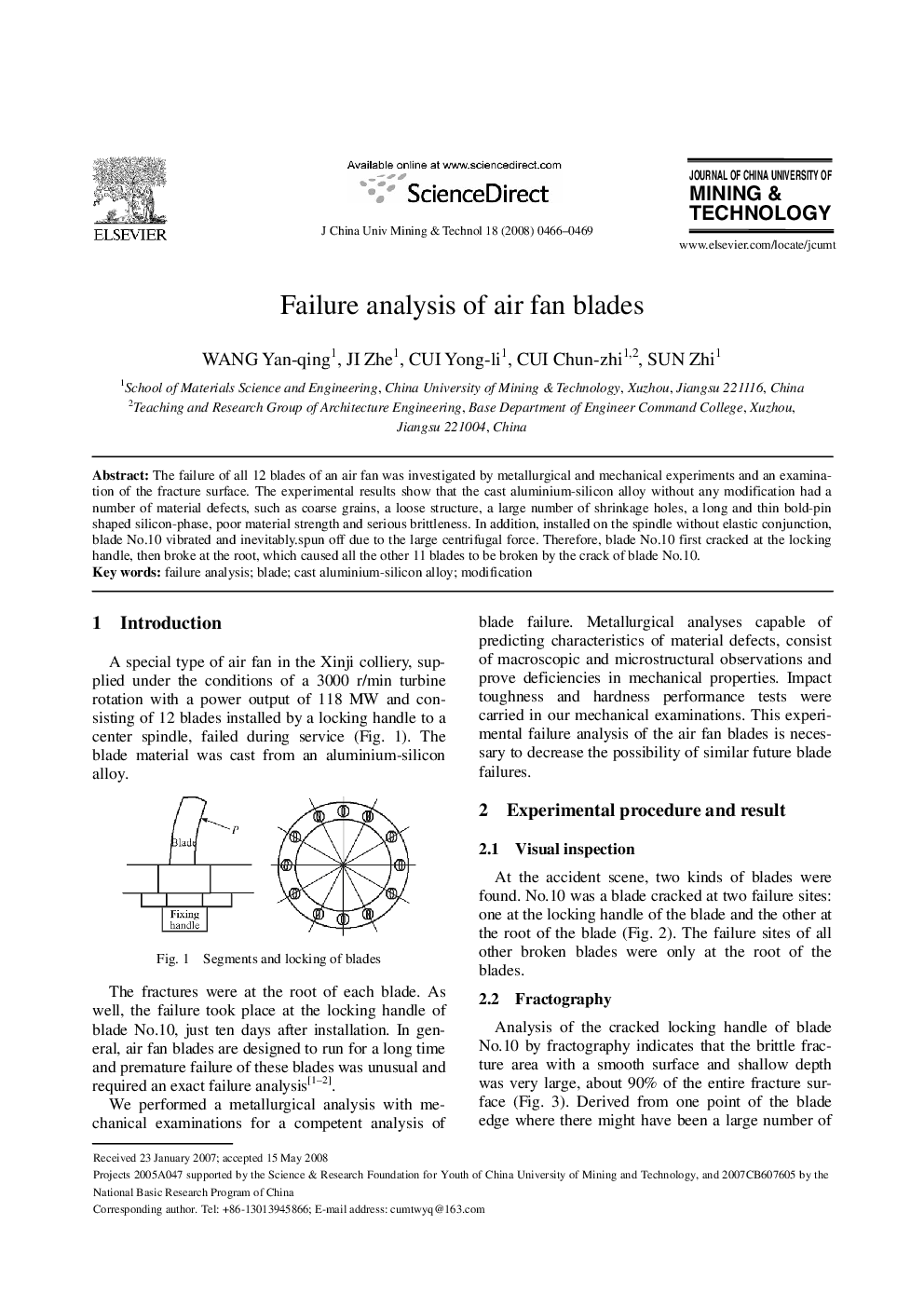 Failure analysis of air fan blades 