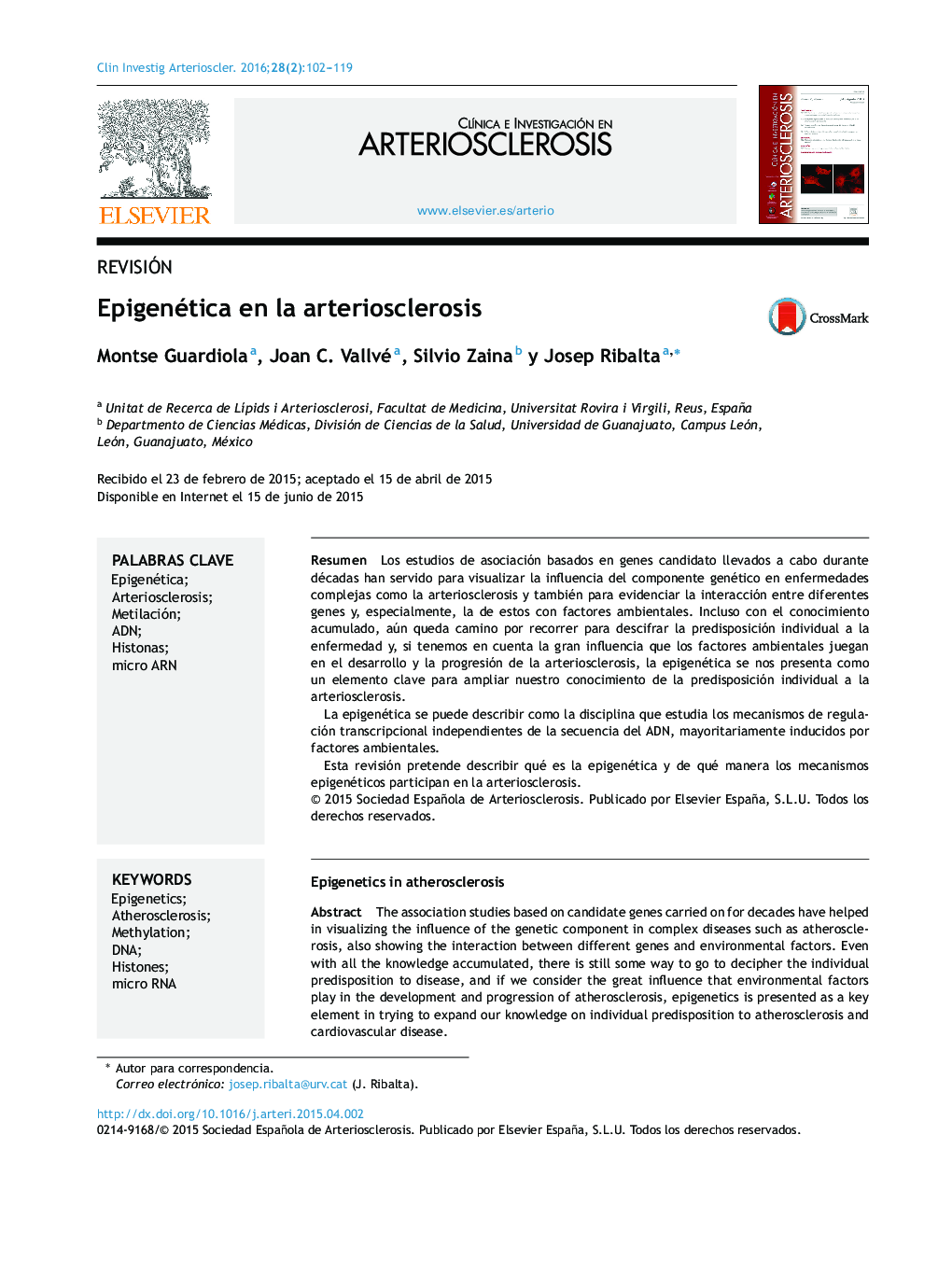 Epigenética en la arteriosclerosis