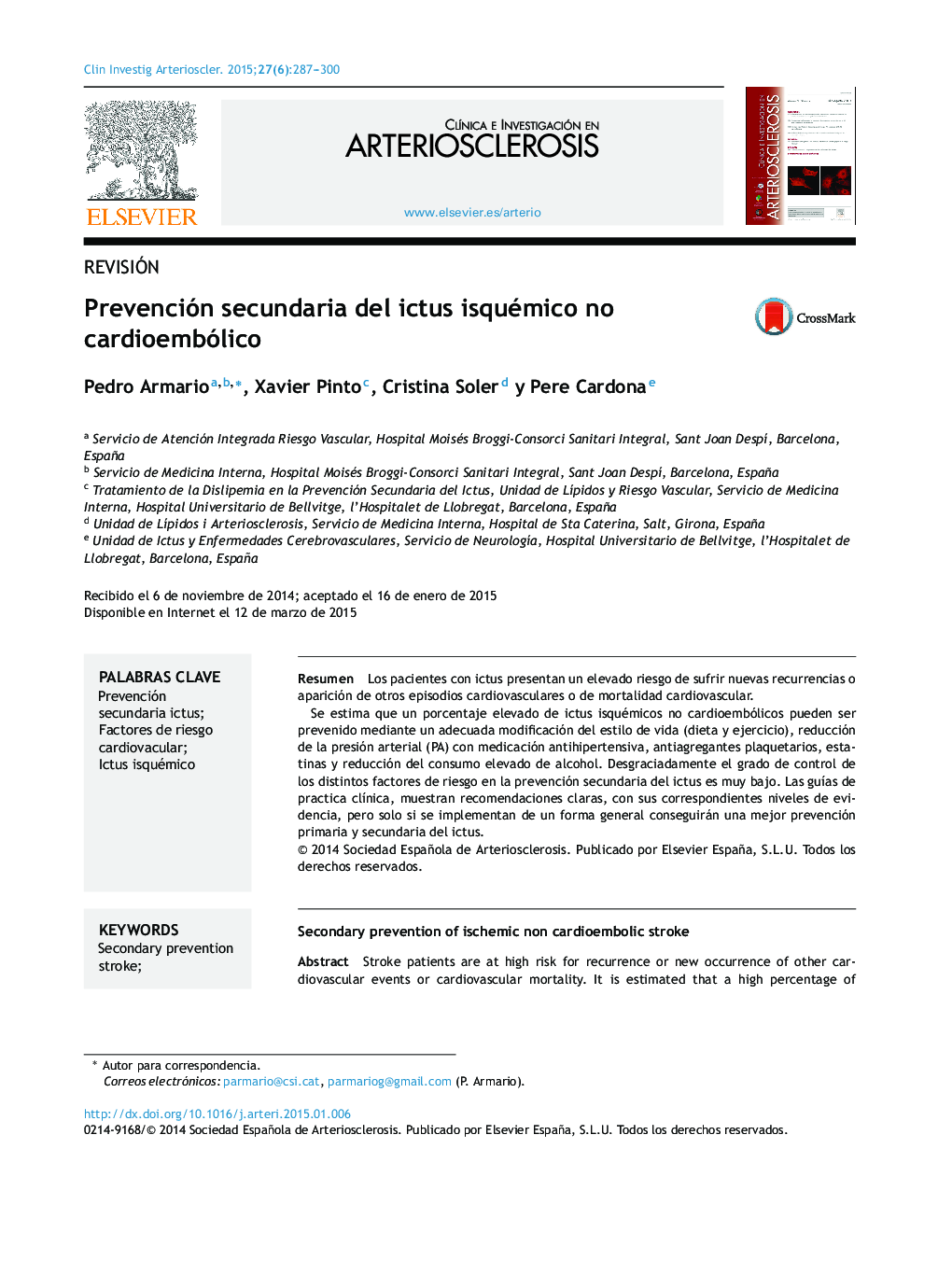 Prevención secundaria del ictus isquémico no cardioembólico