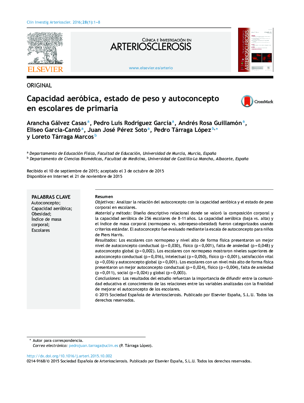 Capacidad aeróbica, estado de peso y autoconcepto en escolares de primaria