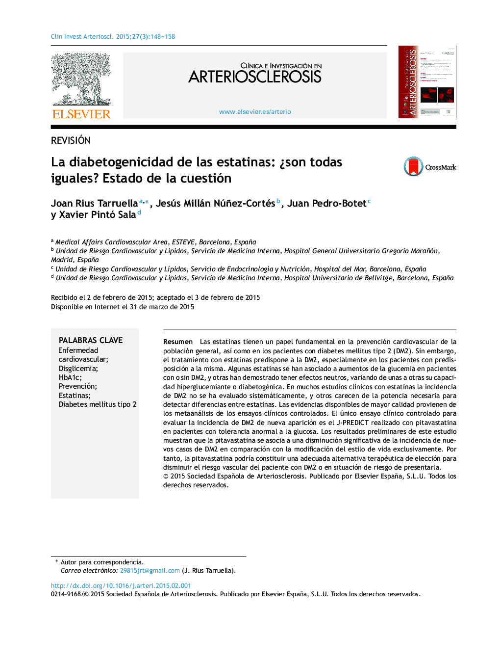 La diabetogenicidad de las estatinas: ¿son todas iguales? Estado de la cuestión