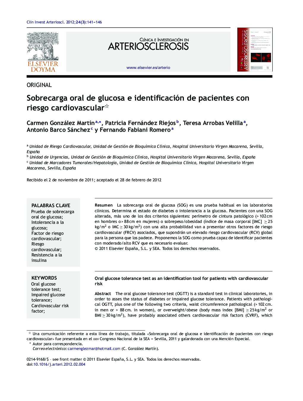 Sobrecarga oral de glucosa e identificación de pacientes con riesgo cardiovascular 