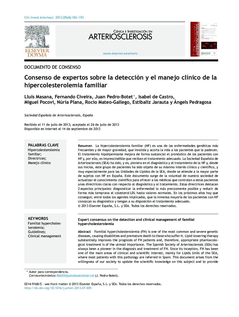 Consenso de expertos sobre la detección y el manejo clínico de la hipercolesterolemia familiar